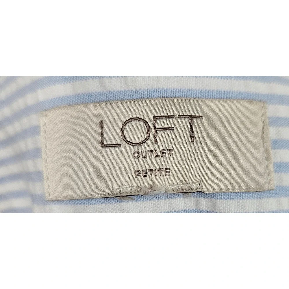 Loft Outlet Skinny Ankle Petite Pants Blue White Seersucker Striped‎ Trousers